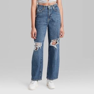 Wild Fable Super-High Rise Distressed Baggy Jeans